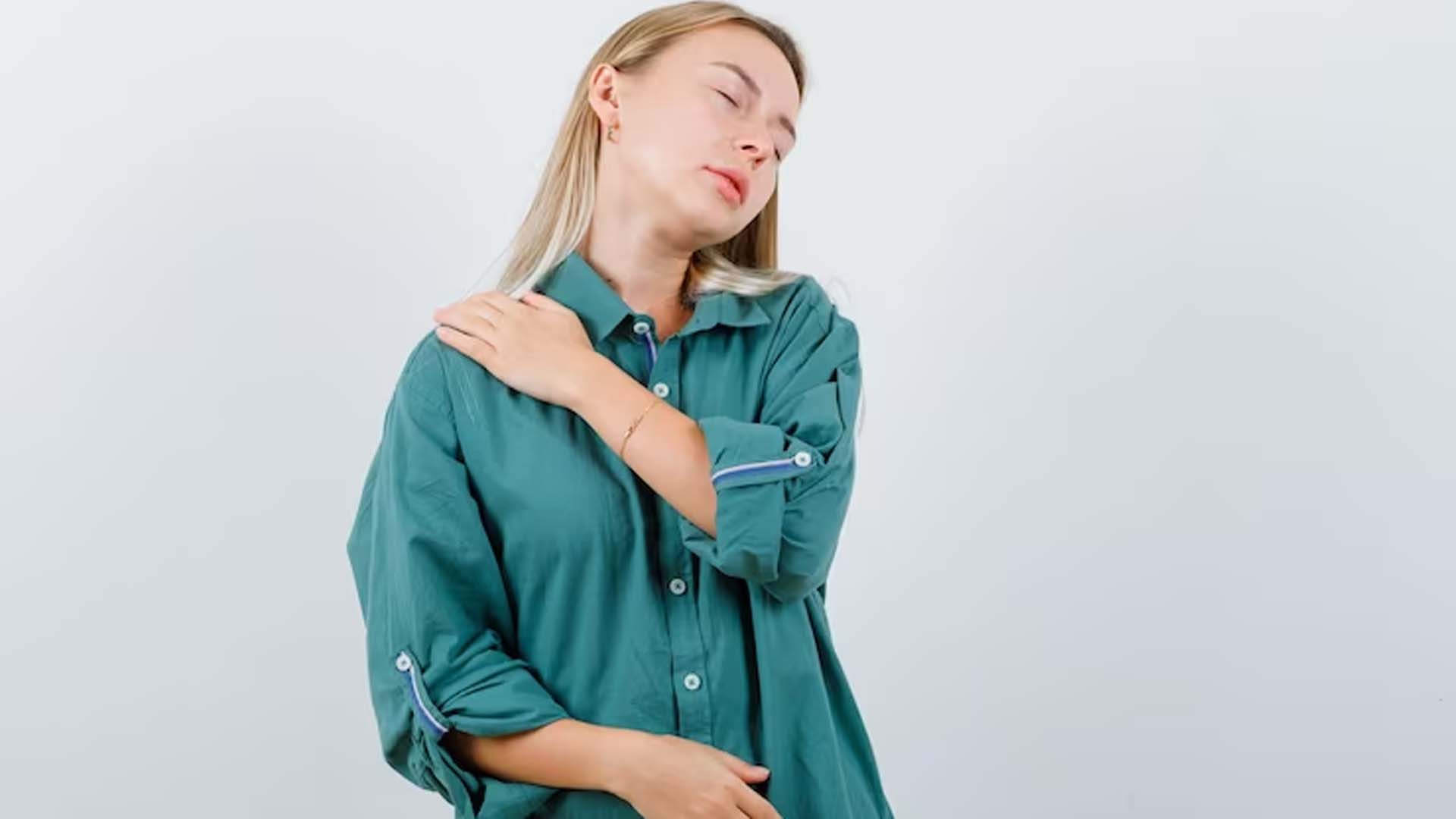 Women suffering from shoulder ache