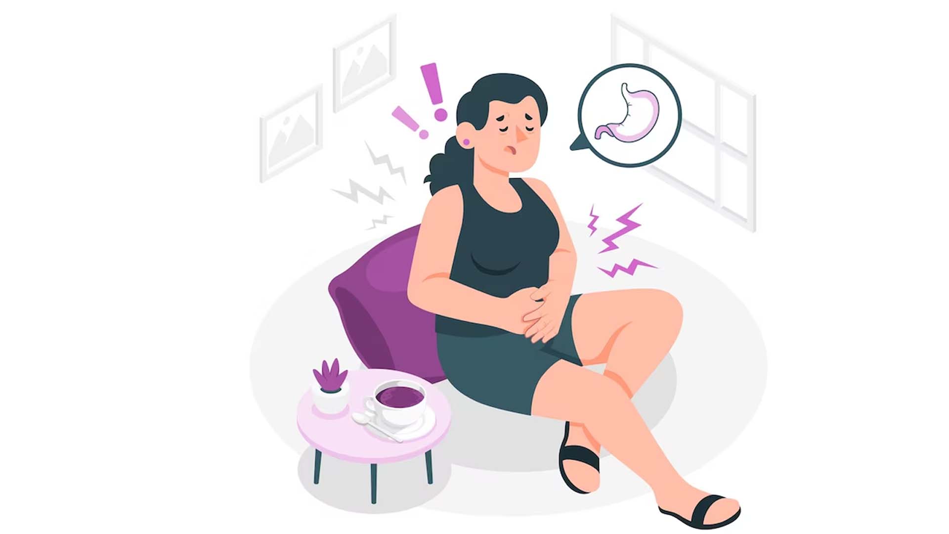Women suffering from gastric pain