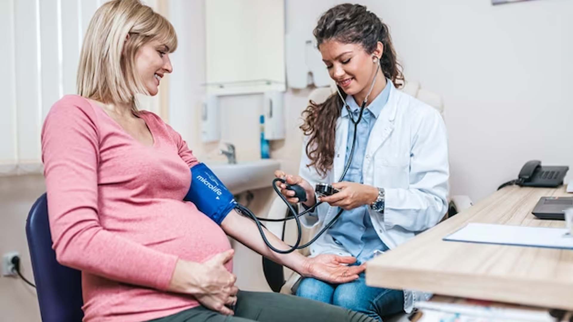 Checking blood pressure in pregnant women