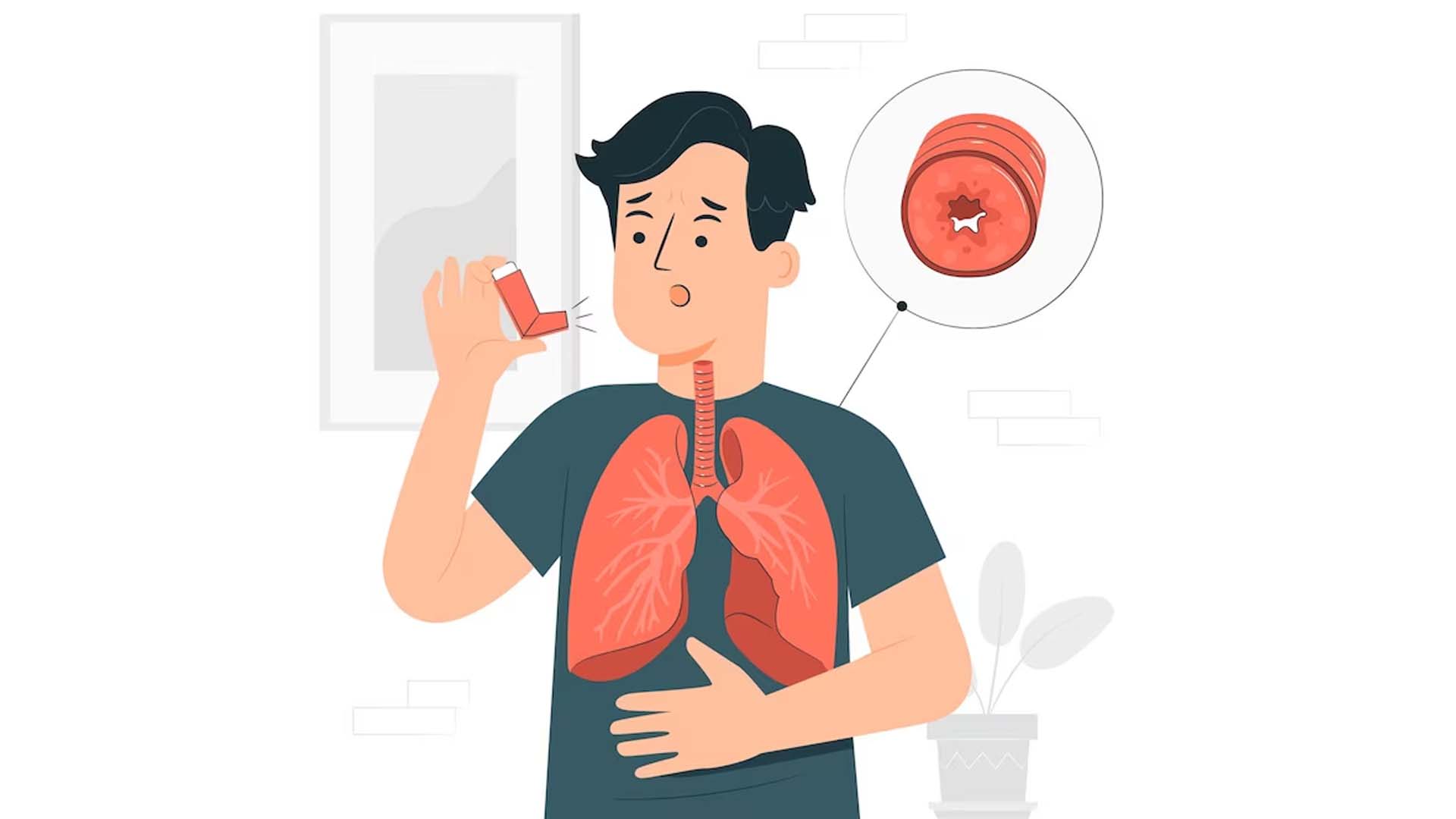 Asthma Patient inhaling