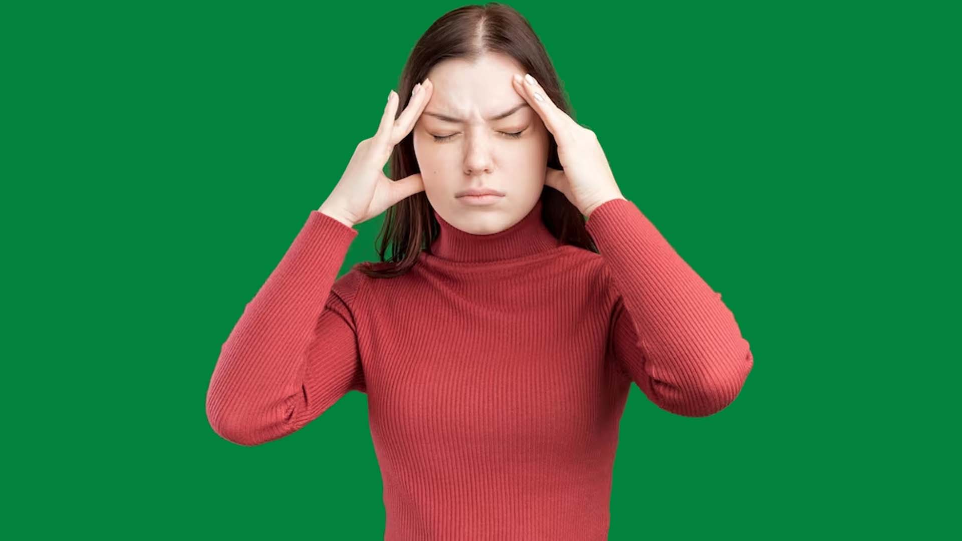 Women Holding Her Head with Migraine Headche