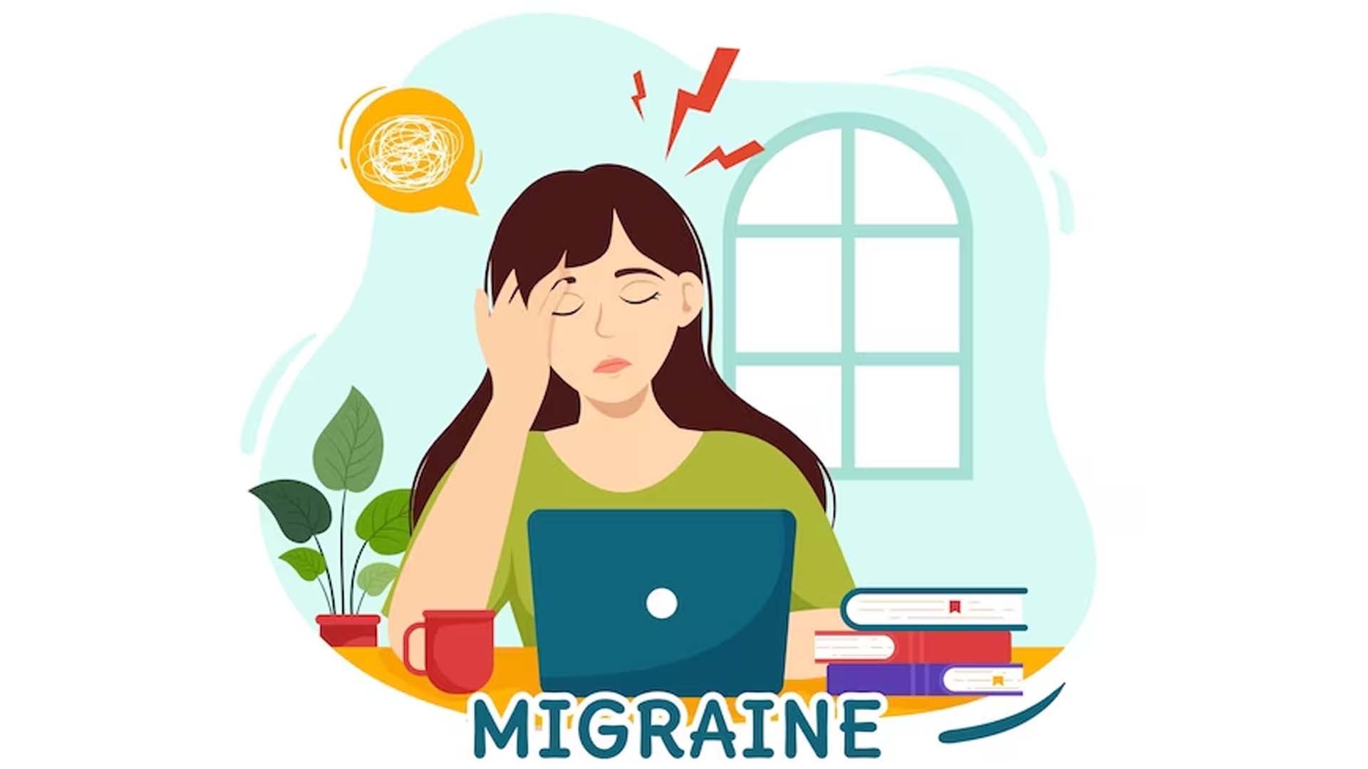 Women with Migraine Headache illustration