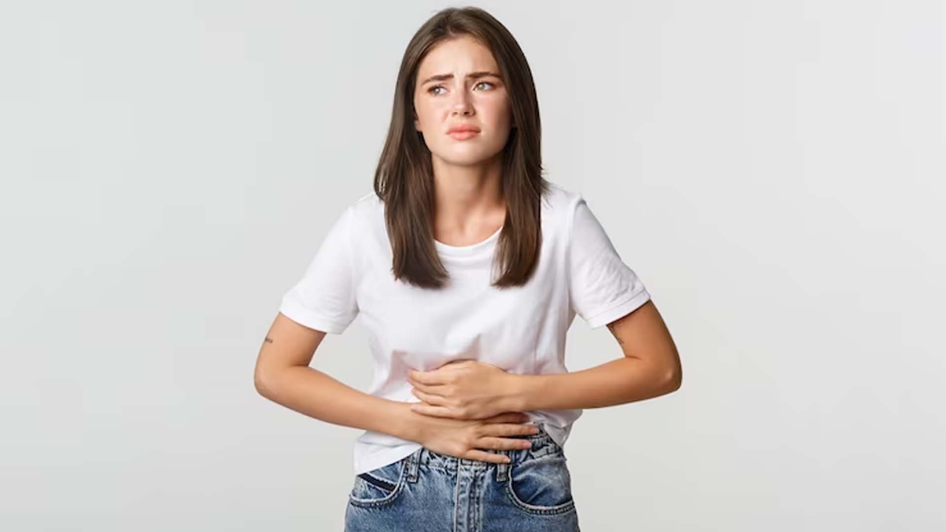 Women suffering with Gas or Stomach pain