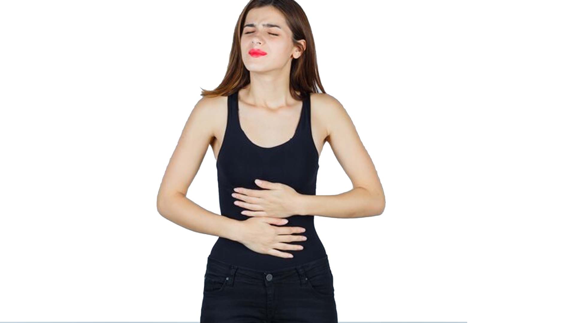 Women Holding Stomach with gas pain