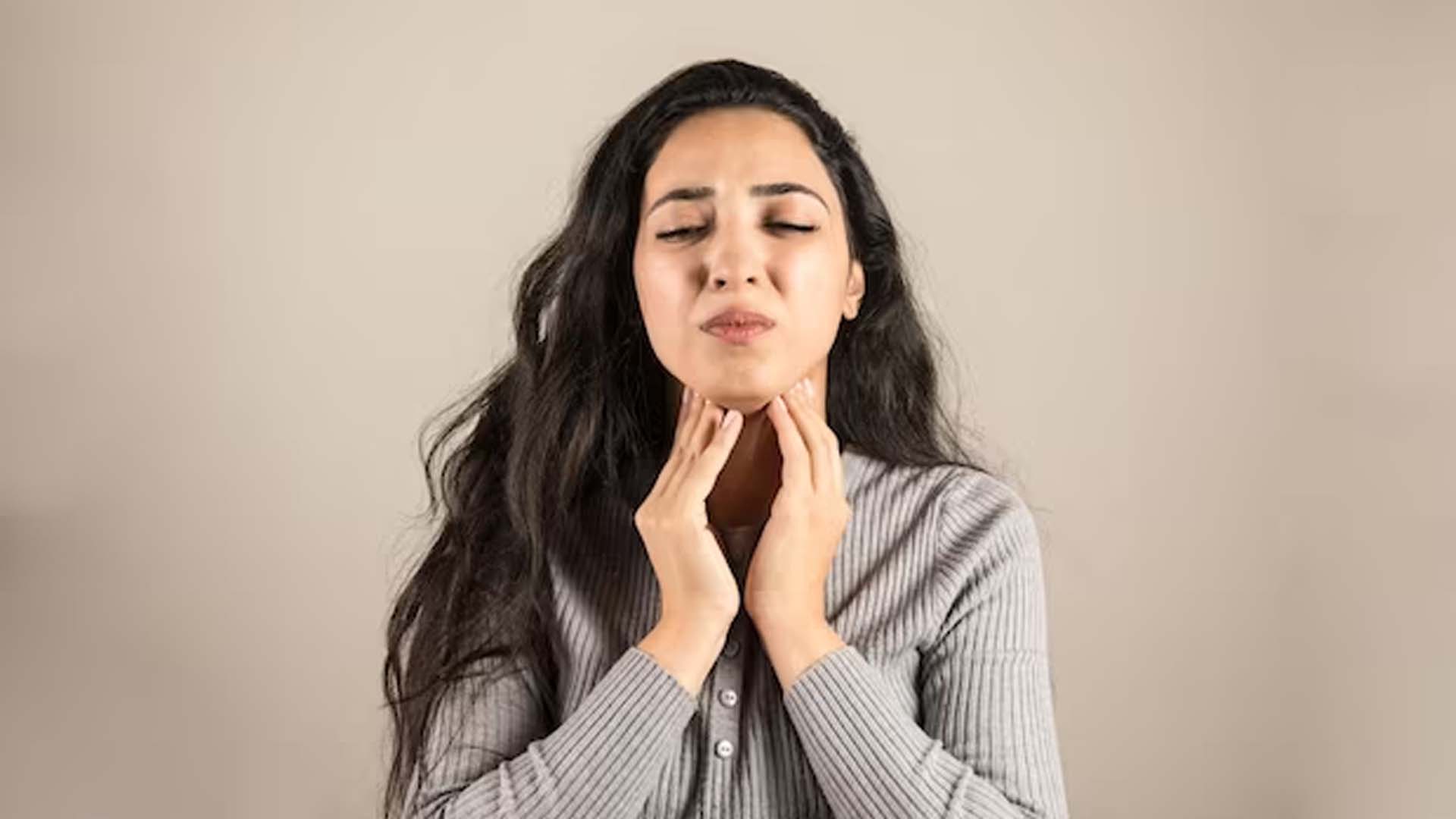Women having Trouble in Swallowing