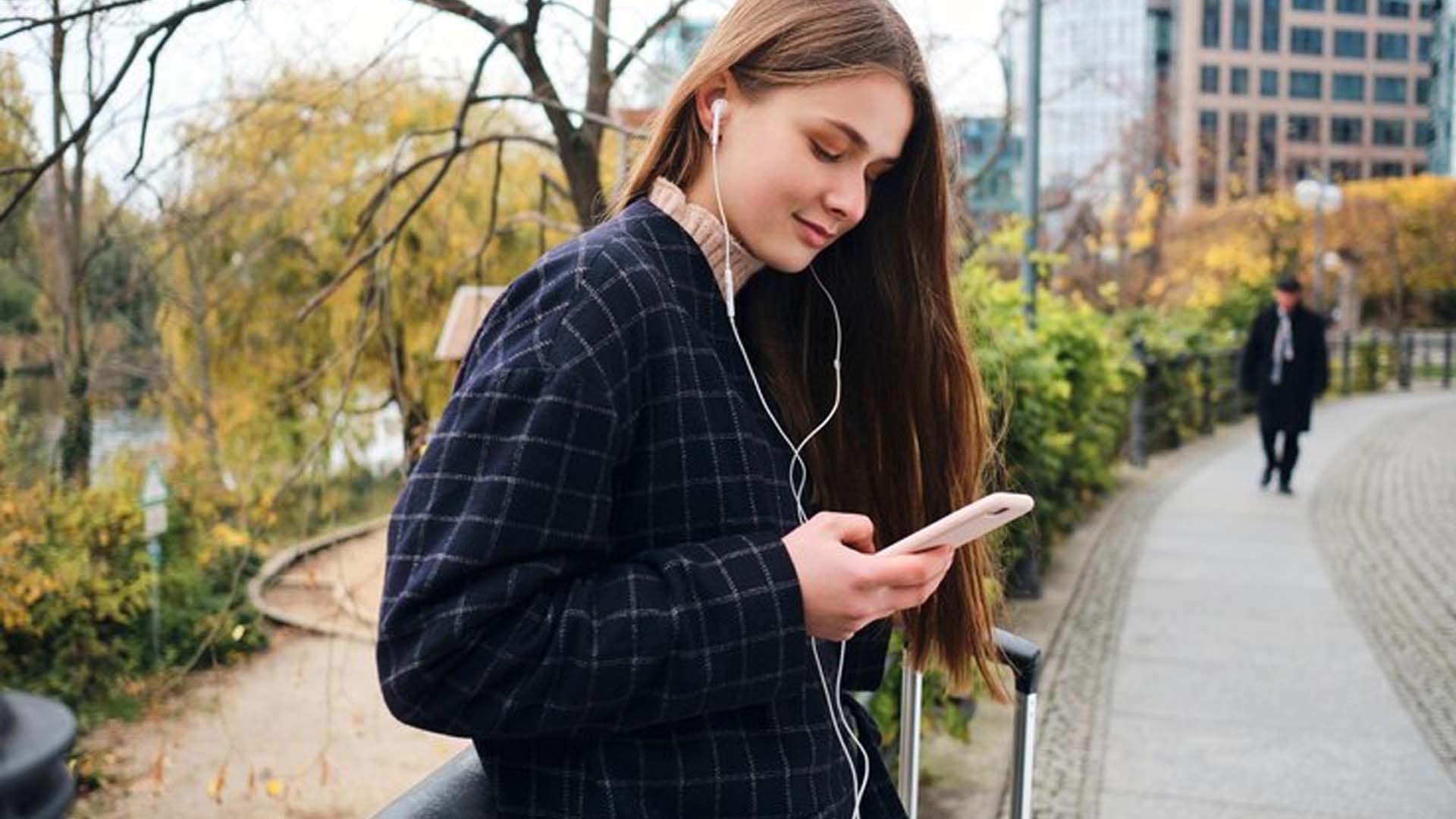 Women Using earphones