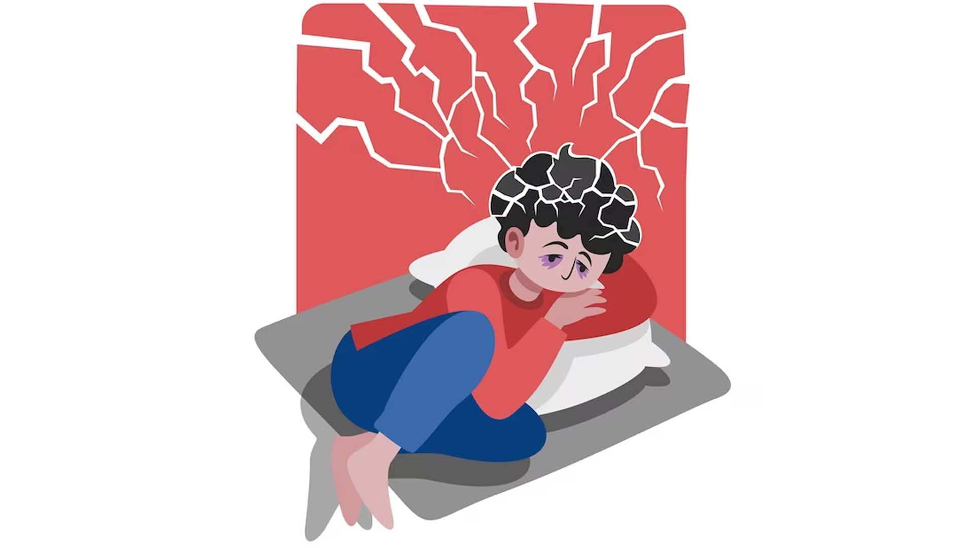 Sitting Person Having Fear in the Brain