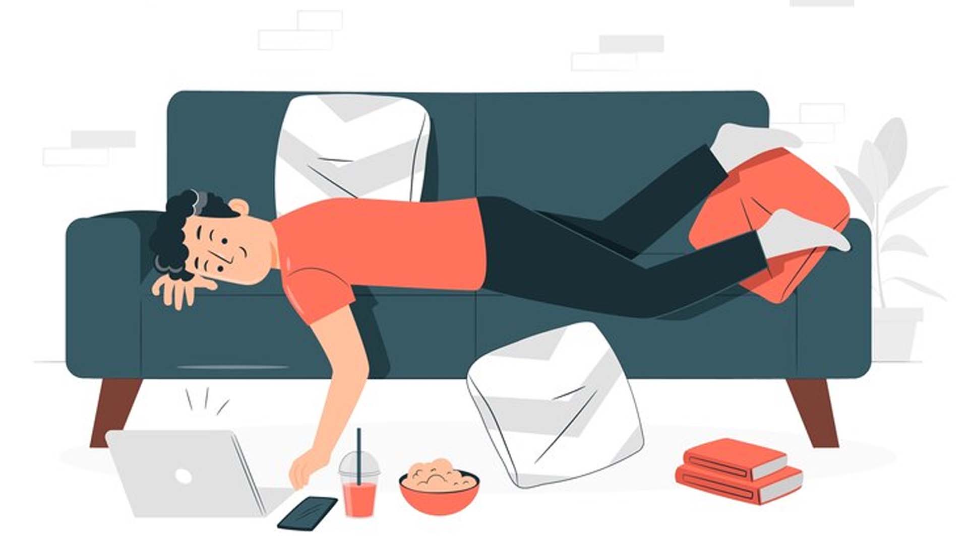 Lazy man Sleeping on couch