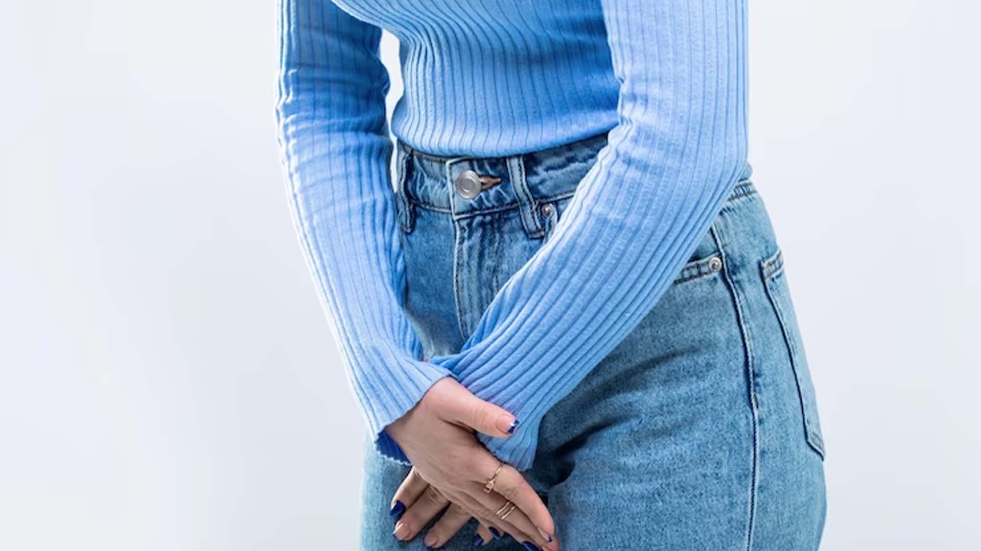 Women holding Vagina