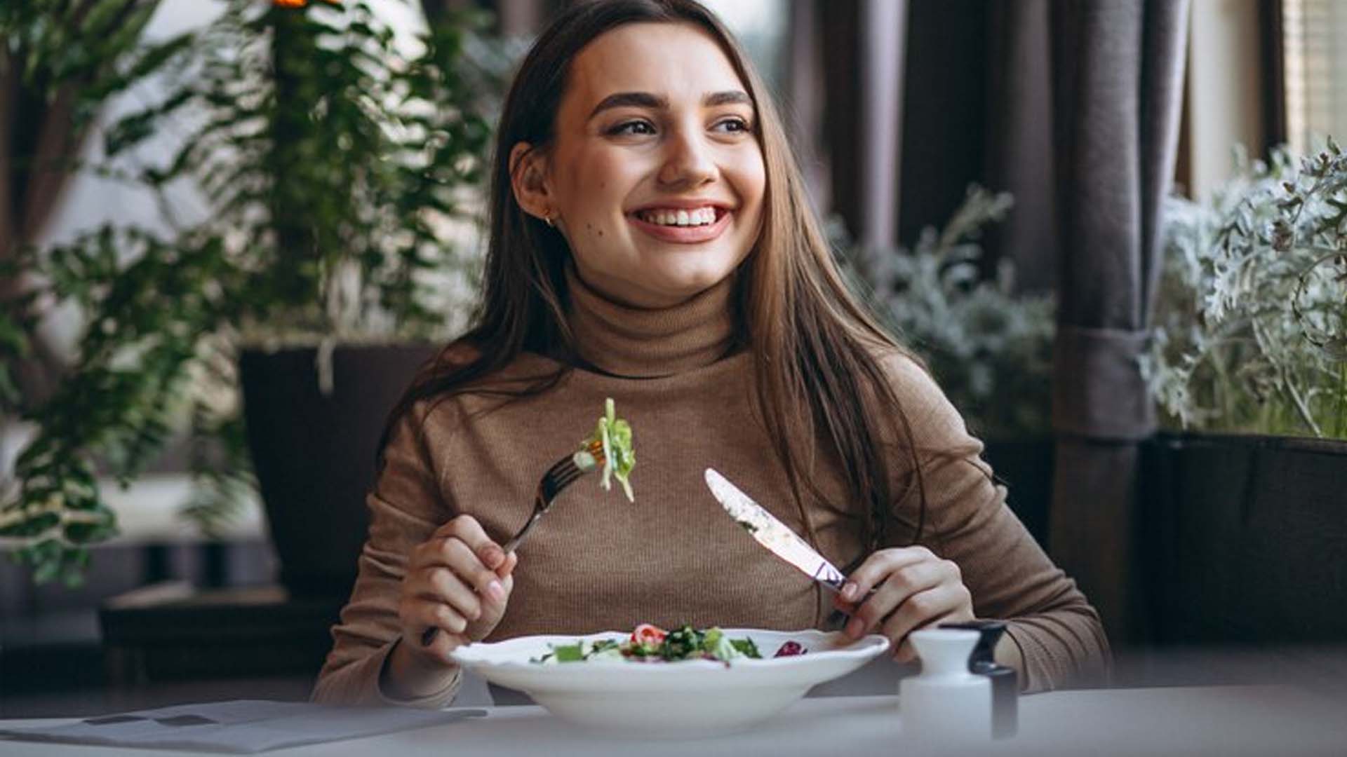 Women Eating Salad and posing