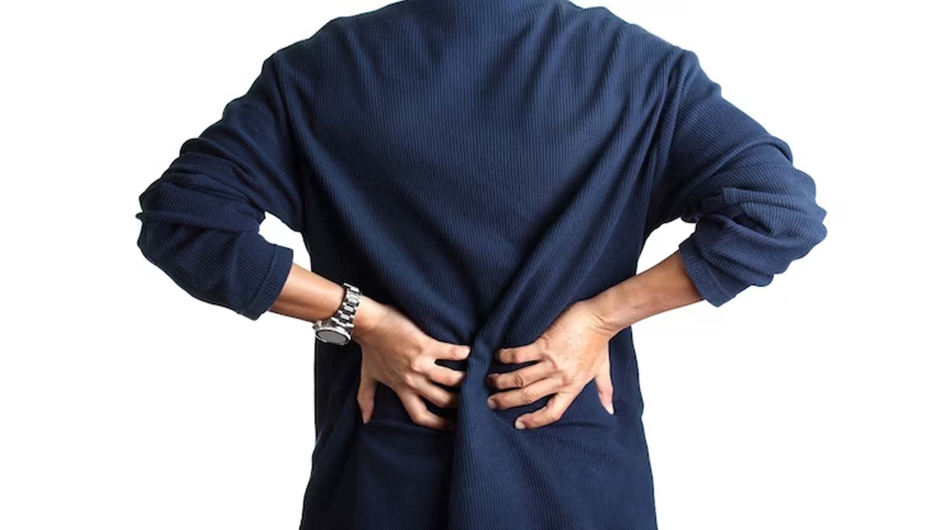 man holding Back with Pain