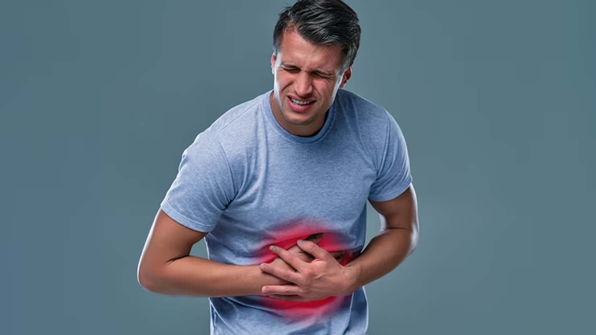 Man suffering from gas pain