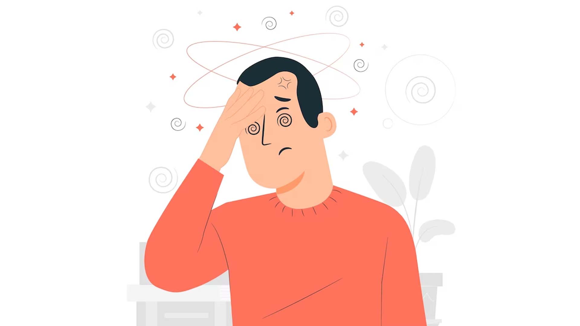 Dizziness in man illustration