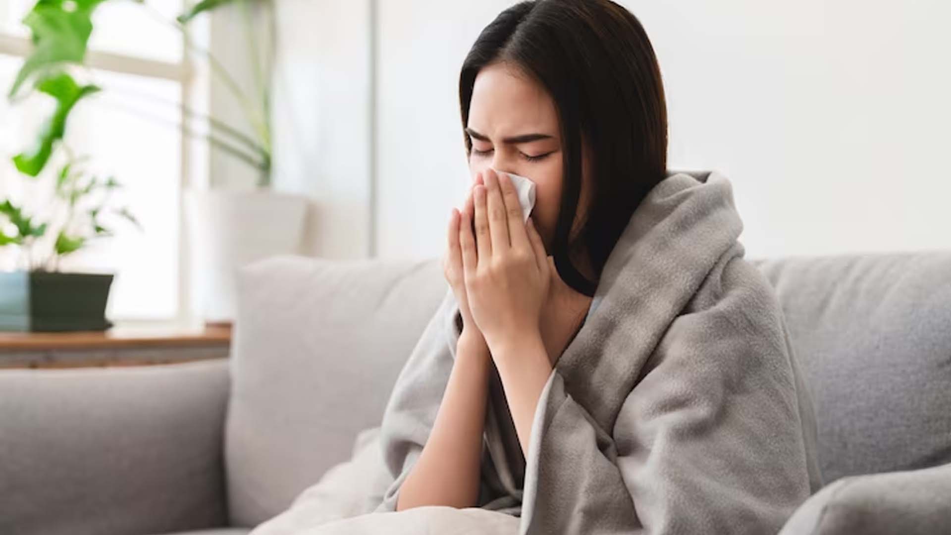 Women suffering from cold or flu