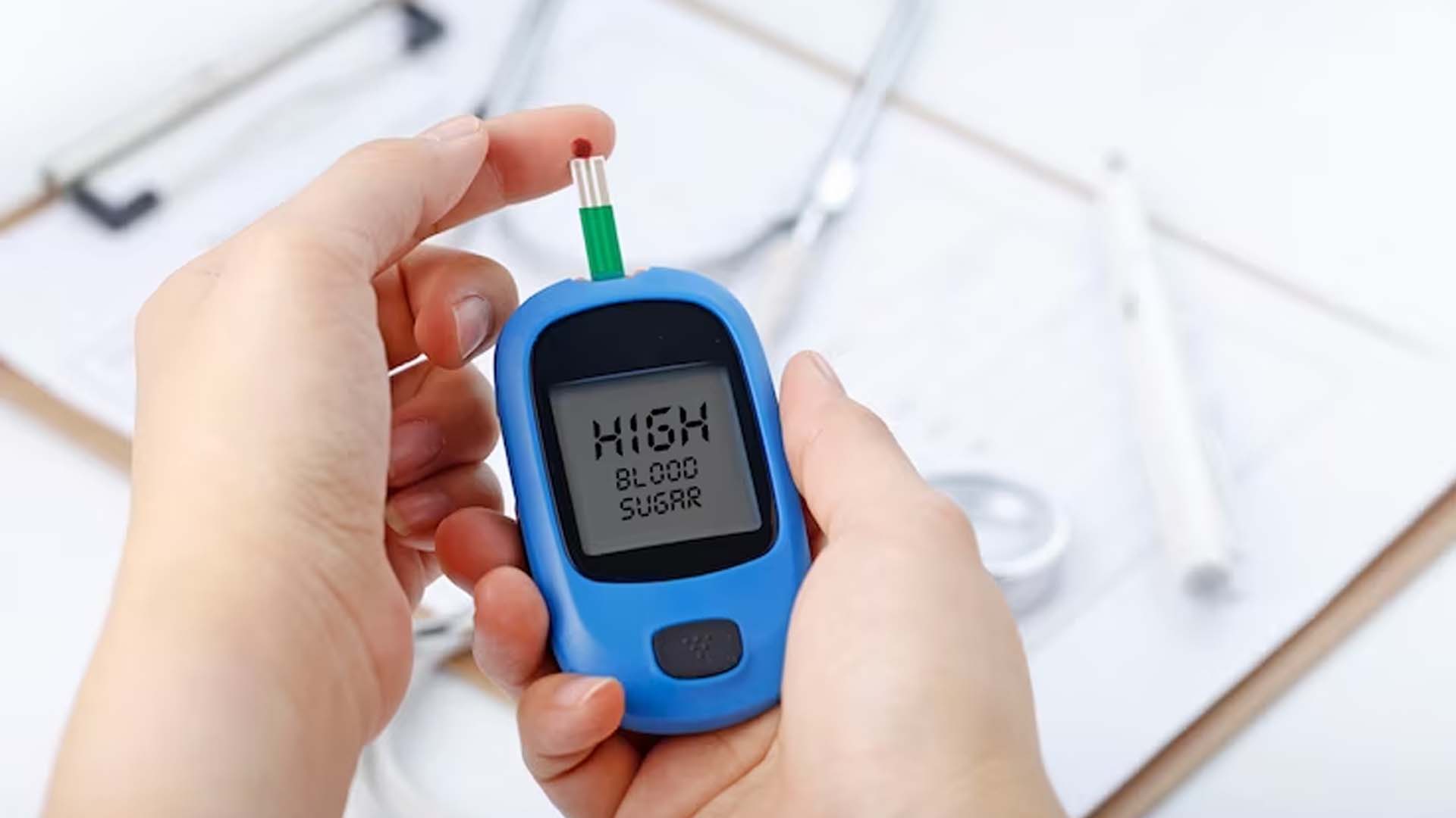 Monitor showing High Blood Sugar Levels