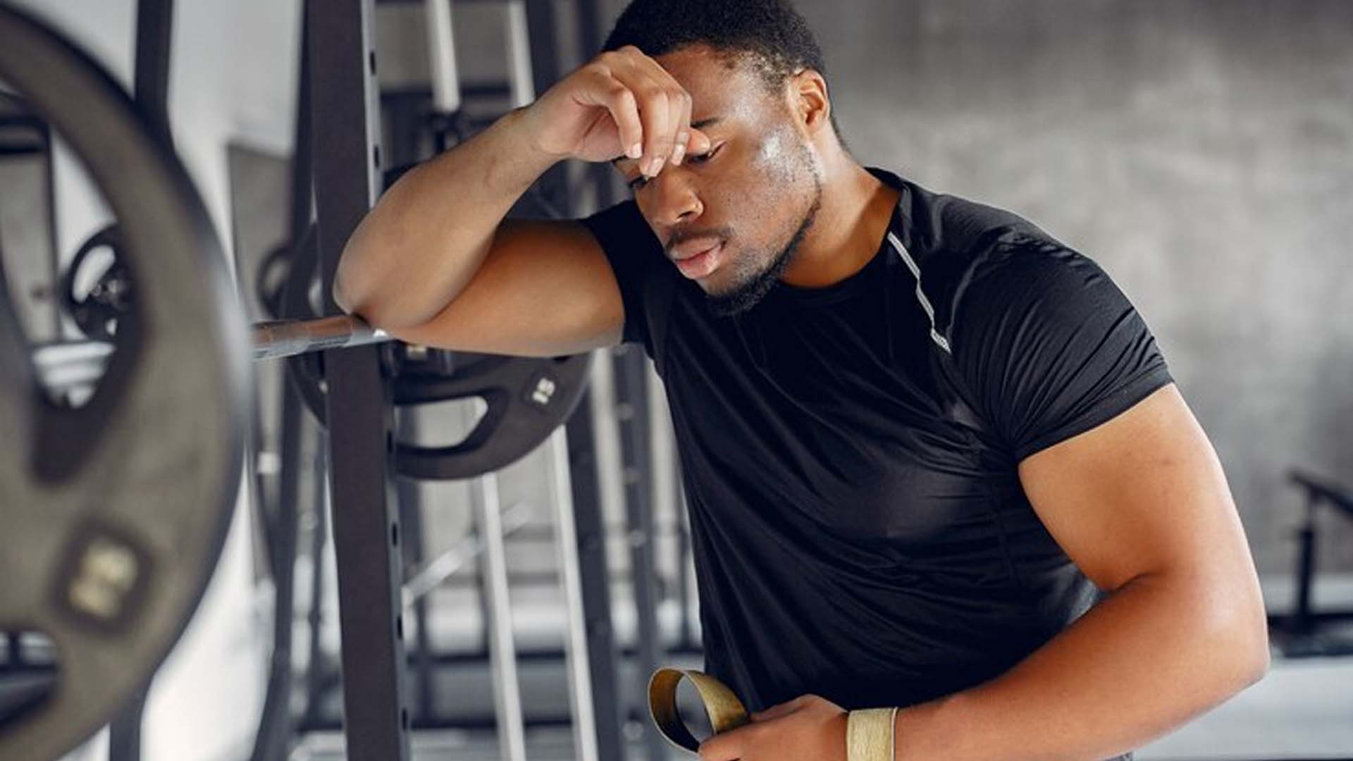 Sweating man at gym